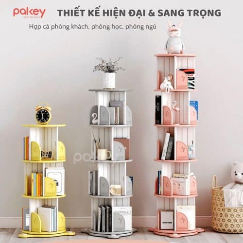 Kệ sách xoay cho bé có thiết kế hiện đại và sang trọng mang đến không gian ngăn nắp