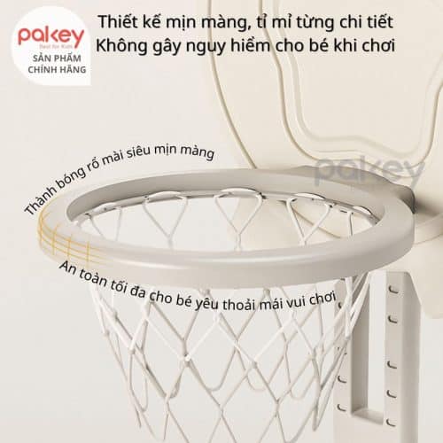 Bòng bóng rổ được thiết kế tỉ mỉ, mài nhẵn mịn màng không gây nguy hiểm cho bé khi chơi