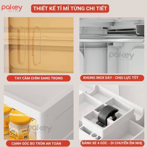 Tủ nhựa cao cấp cánh kính trong có hệ thống thanh khung nhựa cửa tủ và thanh treo chắc chắn và có độ chịu lực tốt