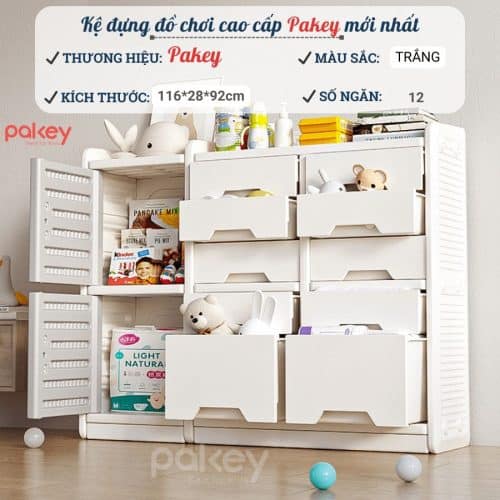 Kệ đồ dạng tủ cho bé được làm từ chất liệu nhựa HDPE an toàn, bền bỉ