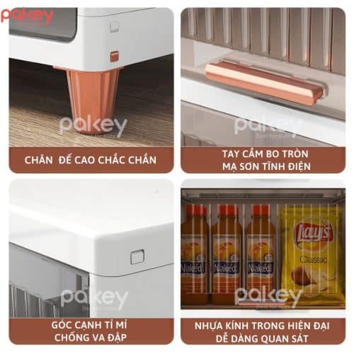 Chân tủ nhựa cho bé được mạ bóng màu kim loại, làm nổi bật sự sang trọng của tủ