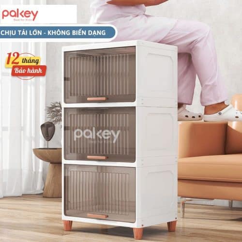 Tủ nhựa cánh trượt trong suốt Pakey được thiết kế với cơ chế cánh trượt giúp tiết kiệm không gian
