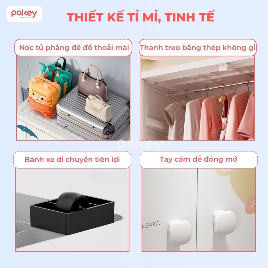Tủ quần áo cho bé 4/5 tầng Pakey HX004