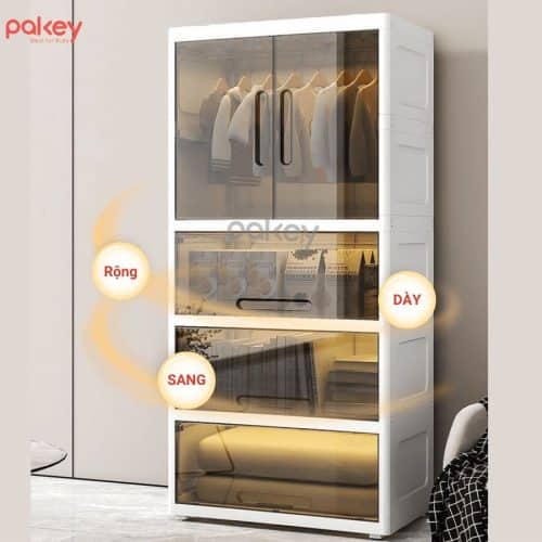 Tủ nhựa cho bé có thêm bánh xe di chuyển nhẹ nhàng, không gây ra tiếng ồn, dễ dàng di chuyển, thay đổi vị trí mọi nơi
