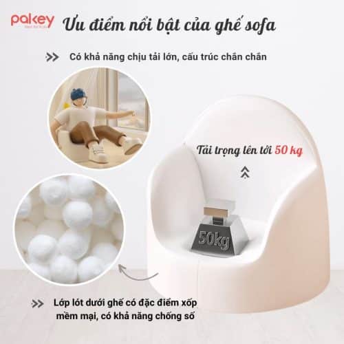 ới độ cao và độ nghiêng lưng phù hợp, ghế sofa cho trẻ em giúp duy trì tư thế ngồi đúng cách