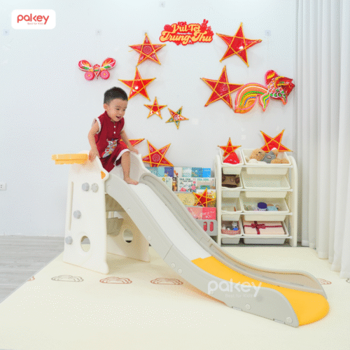 Cầu trượt đơn Pakey chim cánh cụt B051 21 Cầu trượt cho bé Pakey chim cánh cụt