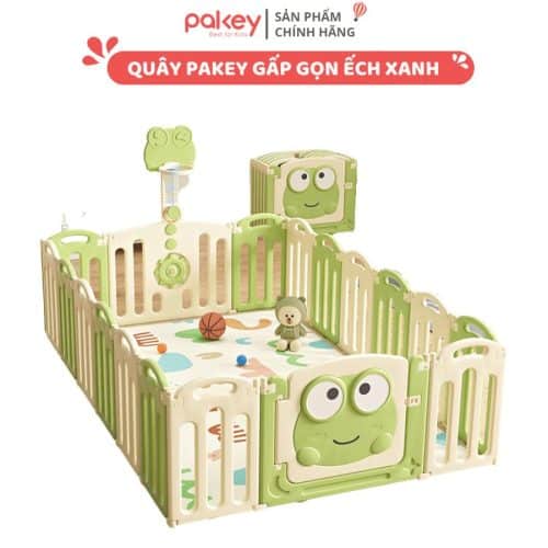 Quây cũi nhựa Pakey ếch xanh cho bé