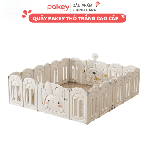 Quây cũi gấp gọn Pakey thỏ trắng cho bé