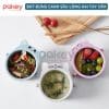 Set ăn dặm lúa mạch cho bé 32 Set ăn dặm lúa mạch hình gấu với 3 màu gam màu dễ thương