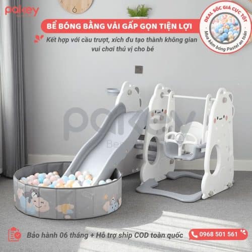 Bể bóng vải Pakey 3 màu - có họa tiết 16 be bong vai cho be ket hop cau truot New sun babies