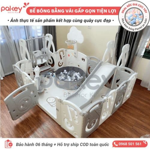 Bể bóng vải Pakey 3 màu - có họa tiết 21 be bong vai cho be ket hop quay cui cho be New sun babies
