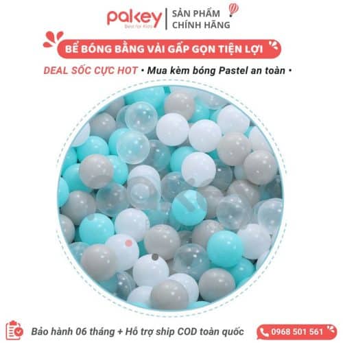 Bể bóng vải Pakey 3 màu - có họa tiết 20 be bong vai cho be mua kem bongpng New sun babies