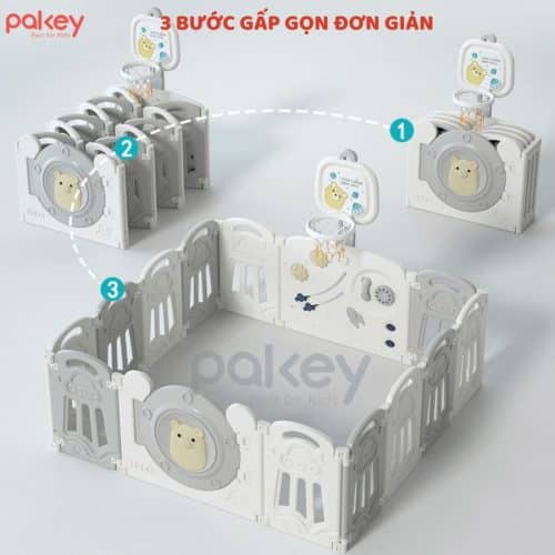 Quây cũi gấp gọn Pakey gấu cao cấp 11 Gấp gọn nhanh chóng chỉ với 3 bước giúp dễ dàng lưu trữ hơn