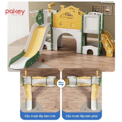 Cầu trượt có thể lắp đặt linh hoạt bên trái hoặc bên phải đẻ phù hợp với đặc điểm không gian