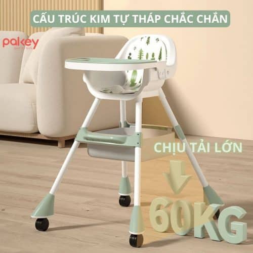 Ghế ăn dặm HA-08 được thiết kế với cấu trúc kim tự tháp, 4 chân mở rộng mang đến sự ổn định, chắc chắn