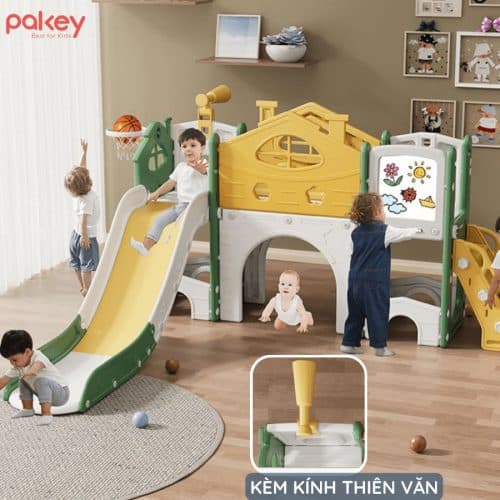 Bộ cầu trượt CS03 được trang bị thêm kính thiên văn giúp bé tăng khả năng quan sát và học hỏi