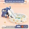 Cầu trượt cho bé Pakey voi cao cấp 13 Bộ sản phẩm bao gồm: Cầu trượt + cầu thang khép kín + bộ bóng rổ + bộ vòng ném (tặng kèm)