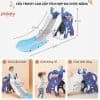 Cầu trượt cho bé Pakey voi cao cấp 22 Bé vừa có thể chơi cầu trượt, vừa chơi bóng rổ, vừa chơi ném vòng