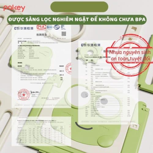 Quây cũi nhựa gấp gọn Pakey Ếch Xanh 18 Quây cũi nhựa Pakey ếch xanh được làm từ nhựa nguyên sinh an toàn, có chứng nhận đạt chuẩn châu Âu