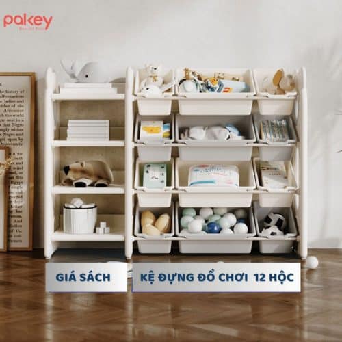 Kệ để đồ 4 tầng hình gấu Pakey size L (kèm hộc) 17 Kệ để đồ kết hợp với giá sách có nhiều ngăn và hộc tạo ra sức chứa lớn