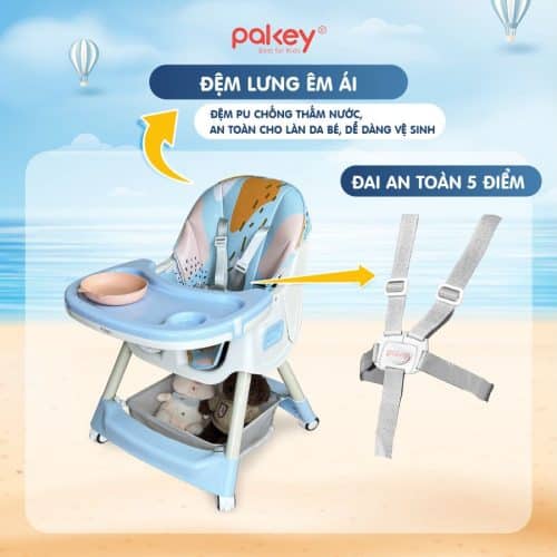Đệm lưng êm ái đồng thời có dây đai an toàn 5 điểm cố định chắc chắn
