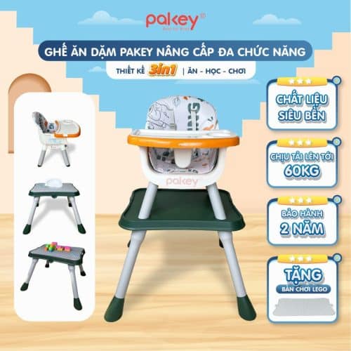 Ghế ăn dặm Pakey HA-037 màu xanh-cam