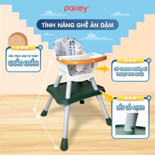 Ghế ăn dặm HA-037 Pakey được thiết kế với cấu trúc kim tự tháp vững chắc