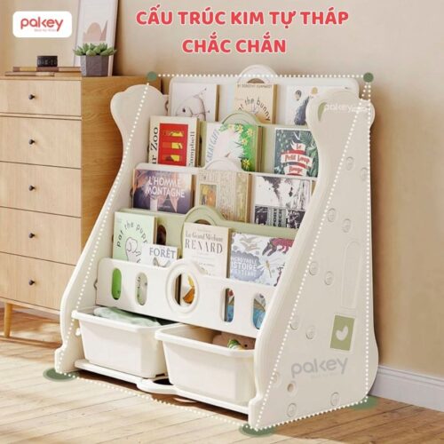 Kệ sách cho bé 5 tầng hình gấu Pakey E096