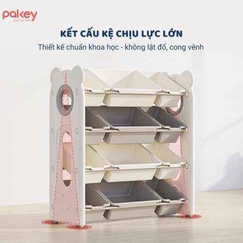 Kệ để đồ 4 tầng hình gấu Pakey size L (kèm hộc) 20 Chất liệu dày dặn, chịu tải trọng lớn nên không lo bị cong vênh, lật đổ