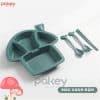 Set ăn dặm lúa mạch cho bé 30 Set ăn dặm cho bé hình nấm màu xanh đậm