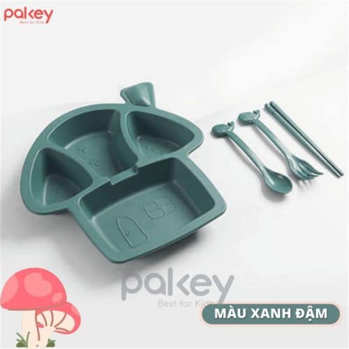 Set ăn dặm cho bé hình nấm màu xanh đậm