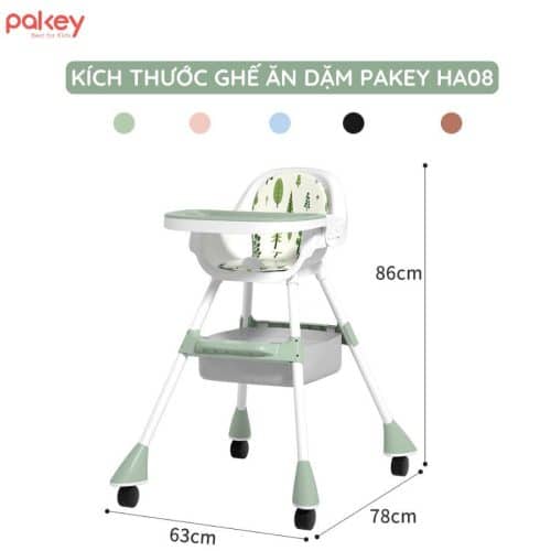 Kích thước tổng quát của ghế ăn dặm Pakey HA-08