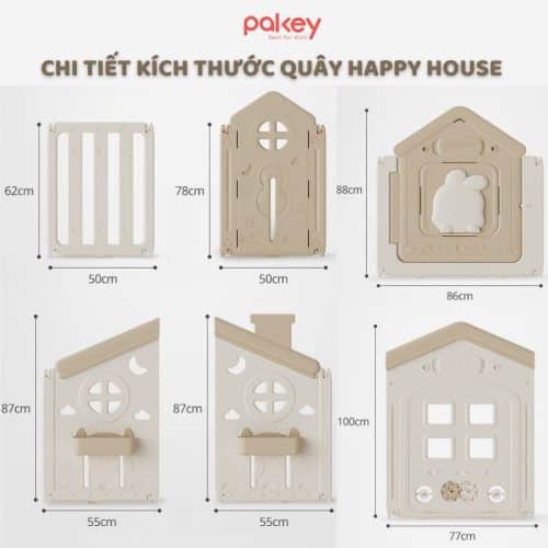 Các chi tiết của bộ quây nhựa cho bé Pakey Happy House
