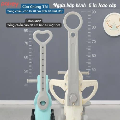 Ngựa bập bênh cho bé Pakey 6in1 15 Tay cầm được thiết kế với độ cao lý tưởng, có thể tháo rời nếu muốn