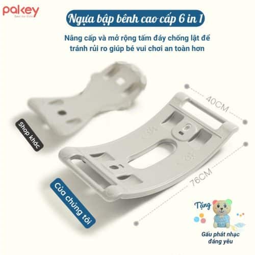 Ngựa bập bênh cho bé Pakey 6in1 14 Nâng cấp và ở rộng tấm đáy chống lật giúp hạn chế rủi ro cho bé