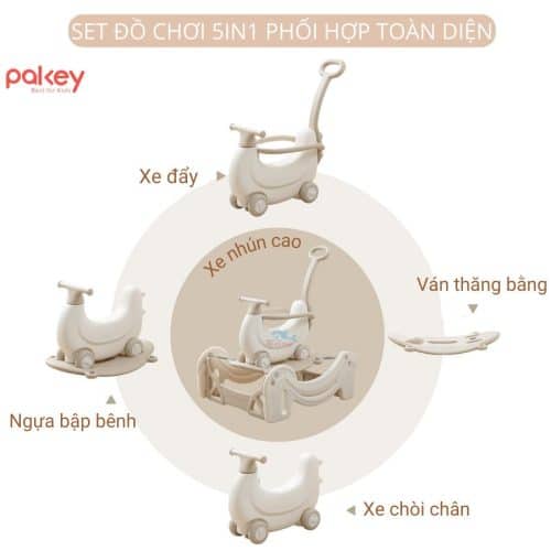 Ngựa bập bênh Pakey Banana: Set đồ chơi 5 trong 1