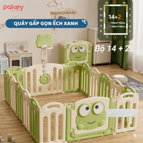 Quây cũi nhựa gấp gọn Pakey Ếch Xanh 11 quay cui nhua pakey ech xanh 14 2 New sun babies