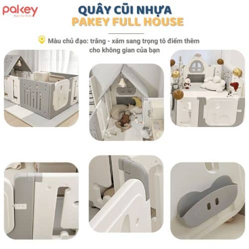 Bộ sản phẩm quây nhựa bao gồm: Tấm quây lớn + tấm quây nhỏ + tấm cửa + tấm đồ chơi