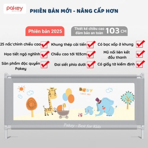 Thanh chắn giường an toàn Pakey NV2 nâng cấp 13 Thanh chắn giường PAkey NV2 nâng cấp 2025