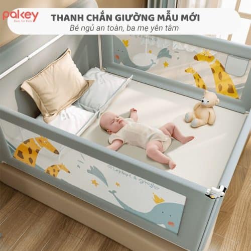 Thanh chắn giường Pakey Pro A1 Màu Hồng Size 2m 2 Thanh chắn giường mẫu Pro A1: Bé ngủ an toàn - Bố mẹ an tâm