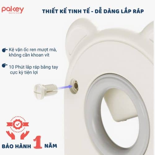 Kệ để đồ 4 tầng hình gấu Pakey size L (kèm hộc) 22 Thao tác lắp đặt dễ dàng, xoáy ốc mượt mà