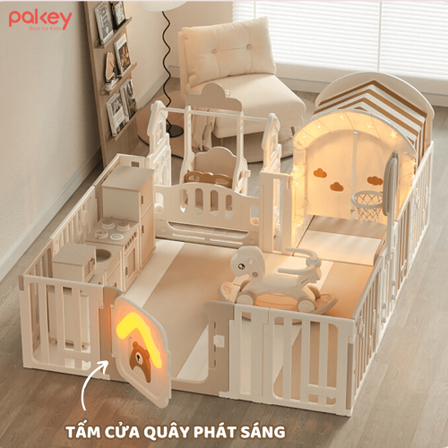 Set quây cũi nhựa gấu mặt trăng được làm từ chất liệu nhựa nguyên sinh an toàn, không bay màu, không mùi, độ bền cao