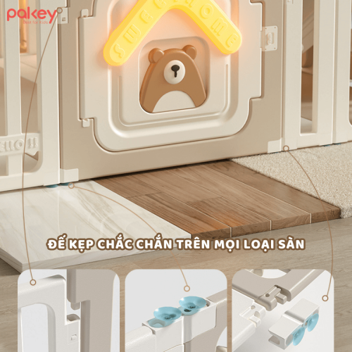 Tấm cửa đặc biệt có đèn phát sáng phía ngoài tạo thêm không khí tăng khả năng sáng tạo, trí tưởng tượng phong phú cho bé