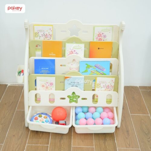 Kệ sách nhựa 5 tầng kèm 2 hộc đựng đồ Pakey voi GS02 29 Kệ sách cho bé Pakey voi GS02