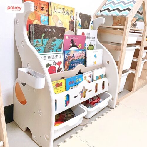 Kệ sách nhựa 5 tầng kèm 2 hộc đựng đồ Pakey voi GS02 26 Kệ sách cho bé Pakey voi GS02