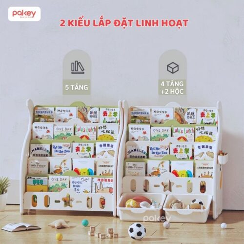 Kệ sách nhựa 5 tầng kèm 2 hộc đựng đồ Pakey voi GS02 17 Kệ sách cho bé Pakey voi GS02