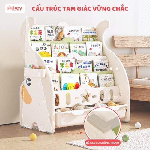 Kệ sách nhựa 5 tầng kèm 2 hộc đựng đồ Pakey voi GS02 20 Kệ sách cho bé Pakey voi GS02