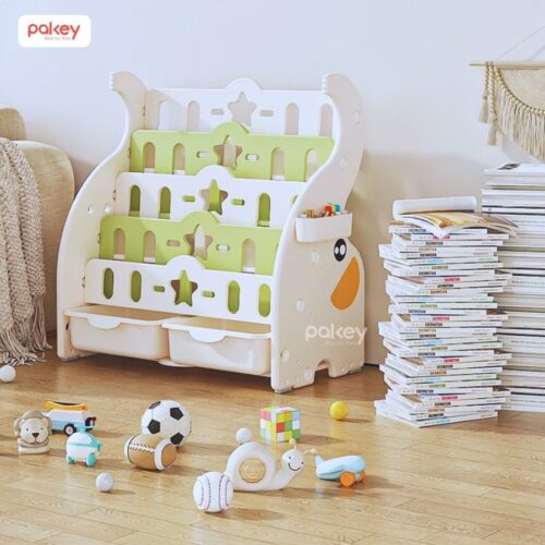 Kệ sách nhựa 5 tầng kèm 2 hộc đựng đồ Pakey voi GS02 22 Kệ sách cho bé Pakey voi GS02