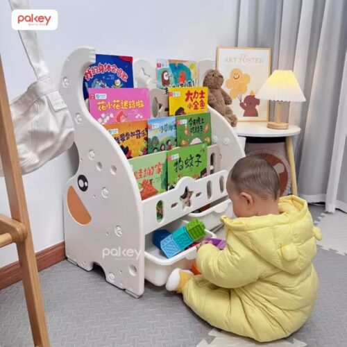 Kệ sách nhựa 5 tầng kèm 2 hộc đựng đồ Pakey voi GS02 24 Kệ sách cho bé Pakey voi GS02