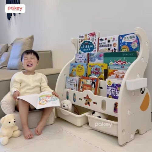 Kệ sách nhựa 5 tầng kèm 2 hộc đựng đồ Pakey voi GS02 25 Kệ sách cho bé Pakey voi GS02